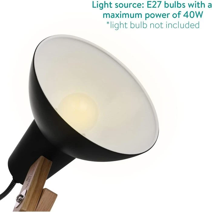 Navaris Schreibtischlampe E27, Tischklemme, Holz 7 Navaris Schreibtischlampe E27, Tischklemme, Holz – Bild 5