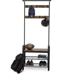 Vasagle Garderobenständer HSR40B, Vintage, Mit 9 Haken, Metall / Holz, Schwarz / Braun -Maul Shop 026ce8b378ee62801e762137d37f79f65ecec2c8 garderobenstaender vasagle hsr40b vintage