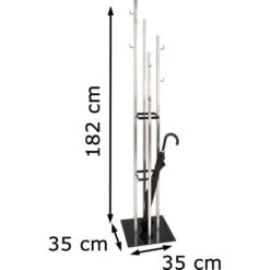 Haku-Möbel Garderobenständer 89777, Mit 8 Haken, Metall / Glas, Silber / Schwarz -Maul Shop 05c98bc911b1bc2fc0728df23c2de6ab0d587922 garderobenstaender haku moebel 89777