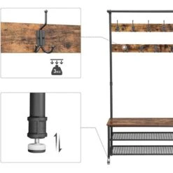 Vasagle Garderobenständer HSR47BX, Vintage, Mit 23 Haken, Metall / Holz, Schwarz / Braun -Maul Shop 088c69094600c6fd8f486afbeb4368b376db6393 garderobenstaender vasagle hsr47bx vintage