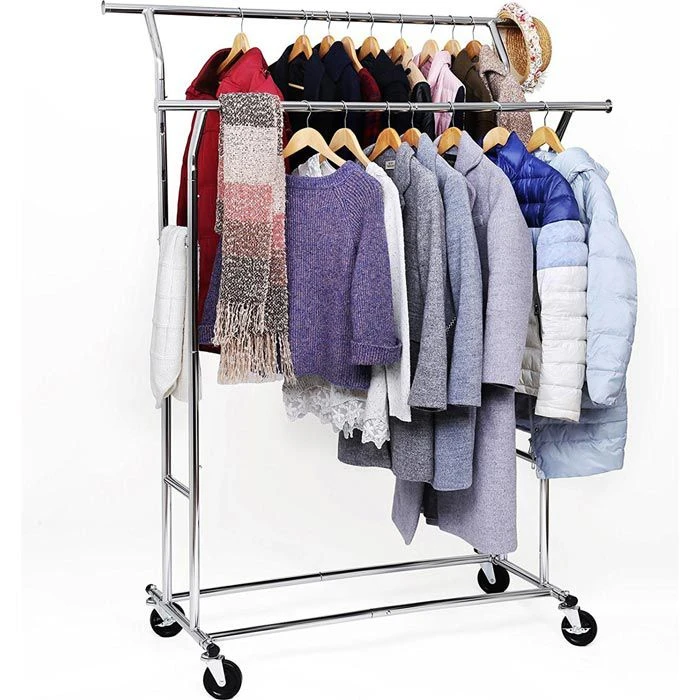 Songmics Garderobenständer HSR12S, Bis 110 Kg, Mit Rollen, Ausziehbar, Metall, Silber 4 Songmics Garderobenständer HSR12S, Bis 110 Kg, Mit Rollen, Ausziehbar, Metall, Silber – Bild 2