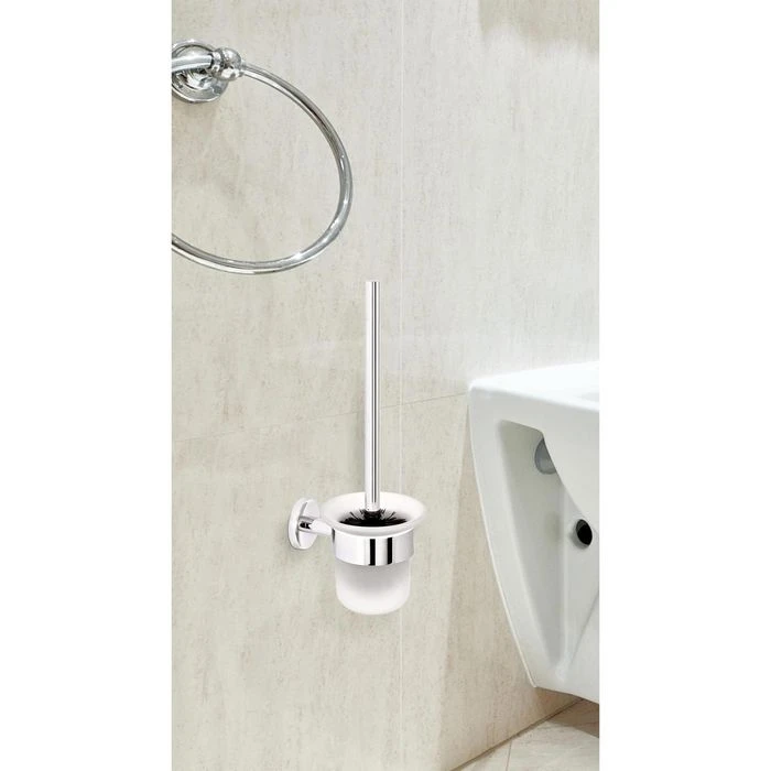 Bremermann WC-Bürste WC-Garnitur Lucente, Weiß, Bürstenhalter Aus Glas, Zur Wandmontage 4 Bremermann WC-Bürste WC-Garnitur Lucente, Weiß, Bürstenhalter Aus Glas, Zur Wandmontage – Bild 2