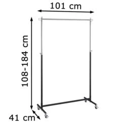 Jankurtz Garderobenständer Boston, 494209, Mit Rollen, Ausziehbar, Metall, Schwarz / Silber -Maul Shop 0d2f935e062198121a61b2f787151584b8da758d garderobenstaender jankurtz boston 494209