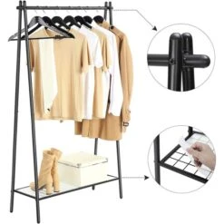 Songmics Garderobenständer HSR23BK, Mit Schuhablage, Metall, Schwarz -Maul Shop 12176a9ee73689a157eea7174541f9cd5fbfec48 garderobenstaender songmics hsr23bk