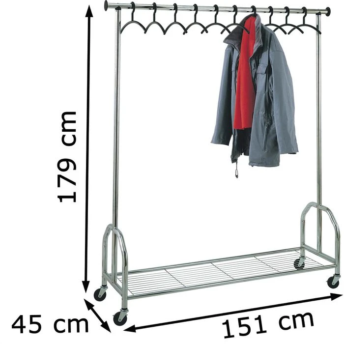 Kerkmann Garderobenständer Chromo, 6016, Mit Rollen Und Schuhablage, Metall, Silber 7 Kerkmann Garderobenständer Chromo, 6016, Mit Rollen Und Schuhablage, Metall, Silber – Bild 5