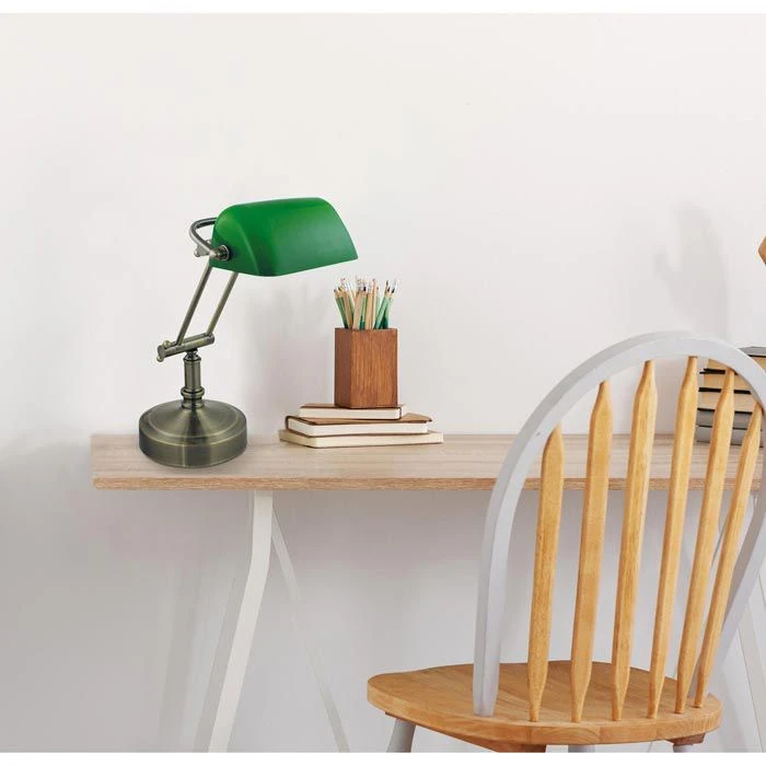 SEA-CLUB Schreibtischlampe 1298G Bankerlampe, Messing Antik, Grün, Mit Standfuß 4 SEA-CLUB Schreibtischlampe 1298G Bankerlampe, Messing Antik, Grün, Mit Standfuß – Bild 2