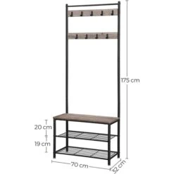 Vasagle Garderobenständer HSR41MB, Mit 9 Haken, Metall / Holz, Schwarz / Graubraun -Maul Shop 2c447045a96f9535f959c8e27879b3079d70d486 garderobenstaender vasagle hsr41mb
