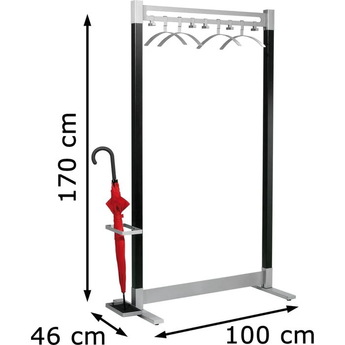 Kerkmann Garderobenständer Montana, 6552, Metall, Schwarz / Silber 7 Kerkmann Garderobenständer Montana, 6552, Metall, Schwarz / Silber – Bild 5