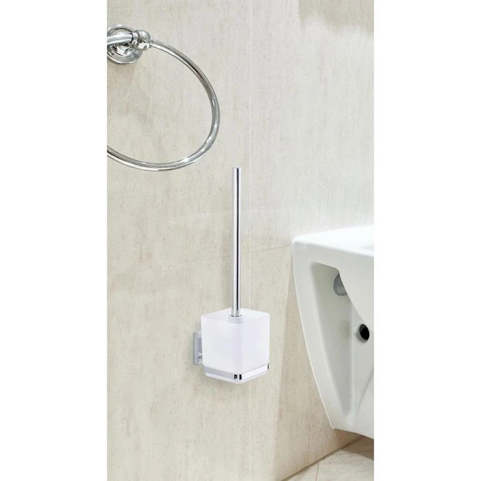 Wenko WC-Bürste Vacuum-Loc Quadro, Weiß, Bürstenhalter Aus Edelstahl, Zur Wandmontage 4 Wenko WC-Bürste Vacuum-Loc Quadro, Weiß, Bürstenhalter Aus Edelstahl, Zur Wandmontage – Bild 2