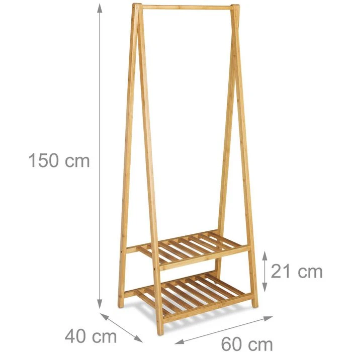 Relaxdays Garderobenständer 10020270, Mit 2 Ablagen, Bambus, Natur 8 Relaxdays Garderobenständer 10020270, Mit 2 Ablagen, Bambus, Natur – Bild 6