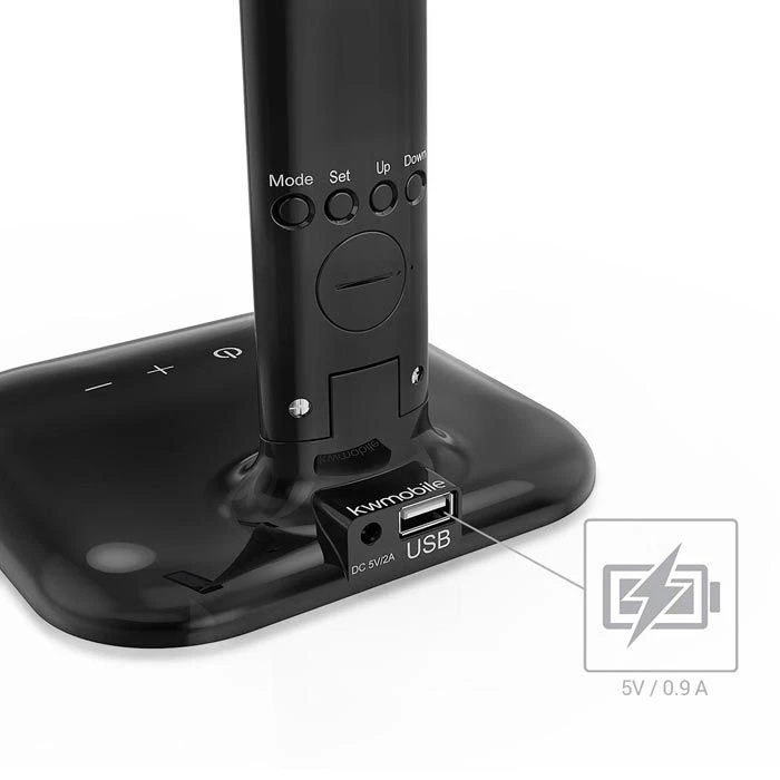 Kwmobile Schreibtischlampe LED, Dimmbar, USB, Uhr, Temperatur, Kalender, Schwarz 5 Kwmobile Schreibtischlampe LED, Dimmbar, USB, Uhr, Temperatur, Kalender, Schwarz – Bild 3