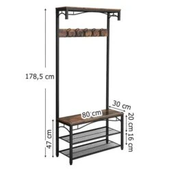 Vasagle Garderobenständer HSR45BX, Vintage, Mit 10 Haken, Metall / Holz, Schwarz / Braun -Maul Shop 455e7cf8c44cb22d282d14a0609a3d344051ede9 garderobenstaender vasagle hsr45bx vintage
