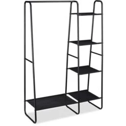 Relaxdays Garderobenständer 10028912, Mit 5 Ablagen, Metall, Schwarz