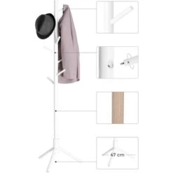 Vasagle Garderobenständer RCR04WT, Mit 8 Haken, Holz, Weiß -Maul Shop 53e31015cb43e93b723e1c68c8787ec492a97868 garderobenstaender vasagle rcr04wt