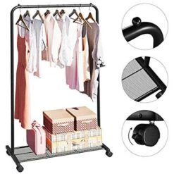 Songmics Garderobenständer HSR25BK, Bis 40 Kg, Mit Rollen & Ablage, Metall, Schwarz -Maul Shop 55431afaa8e307b12cacdc04a0233196642f50cb garderobenstaender songmics hsr25bk bis 40 kg