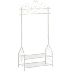 Songmics Garderobenständer HSR07W, Mit Schuhablage, Metall, Weiß