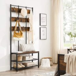 Vasagle Garderobenständer HSR087B01, Vintage, Mit 16 Haken, Metall / Holz, Schwarz / Braun -Maul Shop 59879ed15d0a9a44e9705449b17feda24065e89b garderobenstaender vasagle hsr087b01 vintage