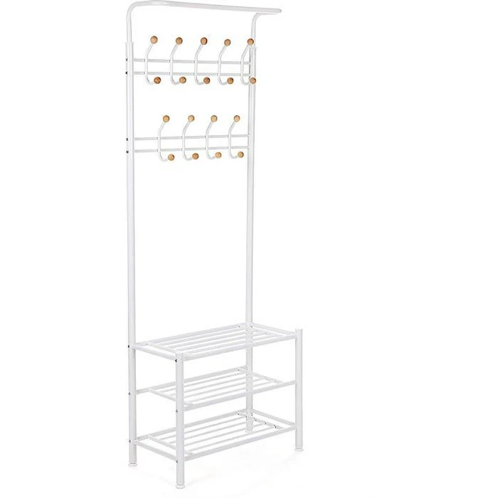 Songmics Garderobenständer HSR04W, Mit 18 Haken, Metall, Weiß 3 Songmics Garderobenständer HSR04W, Mit 18 Haken, Metall, Weiß