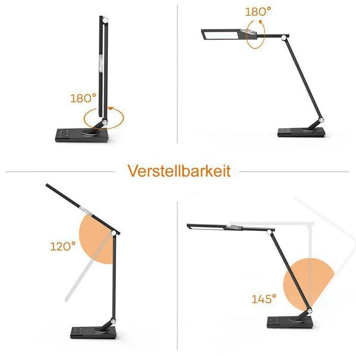 TaoTronics Schreibtischlampe TT-DL16 LED, Dimmbar, Anthrazit, Nachtlicht, Mit Standfuß 5 TaoTronics Schreibtischlampe TT-DL16 LED, Dimmbar, Anthrazit, Nachtlicht, Mit Standfuß – Bild 3