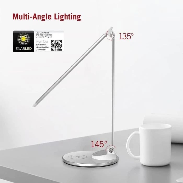 TaoTronics Schreibtischlampe TT-DL069 LED, Dimmbar, USB, Qi-Ladegerät, Standfuß 4 TaoTronics Schreibtischlampe TT-DL069 LED, Dimmbar, USB, Qi-Ladegerät, Standfuß – Bild 2