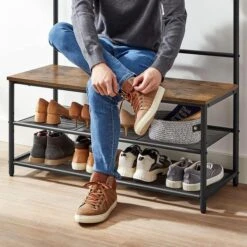 Vasagle Garderobenständer HSR410B01, Vintage, Mit 22 Haken, Metall / Holz, Schwarz / Braun -Maul Shop 6837a50f1efa6e3be844c00b7ac6c055e41618f0 garderobenstaender vasagle hsr410b01 vintage