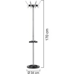 Unilux Garderobenständer Cypres 100340640, Mit 24 Haken, 170 X 34cm (HxØ), Metall, Silber -Maul Shop 6d8b461340bdd6f6c1eb6d45104905717a3f8f0e garderobenstaender unilux cypres 100340640