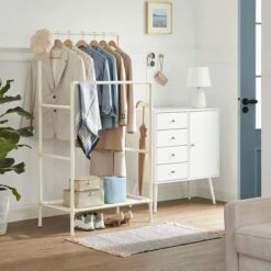 Songmics Garderobenständer RDR01WT, Bis 55 Kg, Mit 2 Kleiderstangen Und Ablage, Metall, Weiß 16 Songmics Garderobenständer RDR01WT, Bis 55 Kg, Mit 2 Kleiderstangen Und Ablage, Metall, Weiß -Maul Shop 6e0e7943175eb24ed7e5ab0f5085526e3538e3cf garderobenstaender songmics rdr01wt bis 55 kg