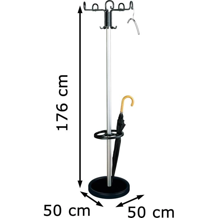 Kerkmann Garderobenständer Prima, 6710, Mit 15 Haken, Metall, Silber / Schwarz 7 Kerkmann Garderobenständer Prima, 6710, Mit 15 Haken, Metall, Silber / Schwarz – Bild 5