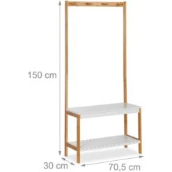 Relaxdays Garderobenständer 10024984, Mit 2 Ablagen & 4 Haken, Bambus, Natur / Weiß -Maul Shop 704d20d0ac78d92890c73d904029bfbf79dda1bb garderobenstaender relaxdays 10024984