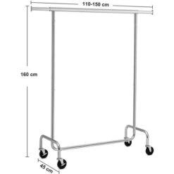 Songmics Garderobenständer HSR11S, Bis 130 Kg, Mit Rollen, Ausziehbar, Metall, Silber -Maul Shop 7b44fc422509502ad94cf315c527fcc72d1941f1 garderobenstaender songmics hsr11s bis 130 kg
