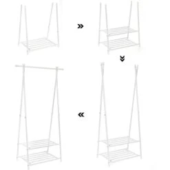 Songmics Garderobenständer HSR05W, Mit Schuhablage, Metall, Weiß -Maul Shop 85c0adf2ead51429fcd35458ee8e49fc3164c7d1 garderobenstaender songmics hsr05w