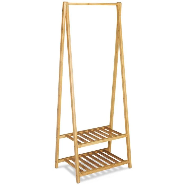 Relaxdays Garderobenständer 10020270, Mit 2 Ablagen, Bambus, Natur 3 Relaxdays Garderobenständer 10020270, Mit 2 Ablagen, Bambus, Natur