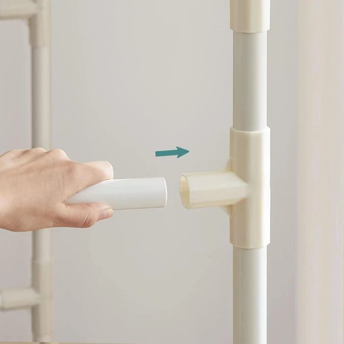 Songmics Garderobenständer RDR02WT, Bis 70 Kg, Mit 2 Kleiderstangen Und 2 Ablagen, Metall, Weiß 7 Songmics Garderobenständer RDR02WT, Bis 70 Kg, Mit 2 Kleiderstangen Und 2 Ablagen, Metall, Weiß – Bild 5