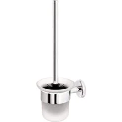 Bremermann WC-Bürste WC-Garnitur Lucente, Weiß, Bürstenhalter Aus Glas, Zur Wandmontage