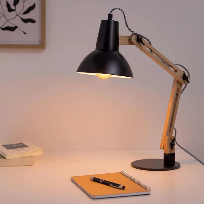 Navaris Schreibtischlampe E27, Tischklemme, Holz 9 Navaris Schreibtischlampe E27, Tischklemme, Holz – Bild 7