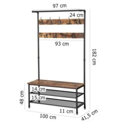 Vasagle Garderobenständer HSR47BX, Vintage, Mit 23 Haken, Metall / Holz, Schwarz / Braun -Maul Shop a6dba9cb5622de17ddafe5403d8d2f3c24a0f544 garderobenstaender vasagle hsr47bx vintage