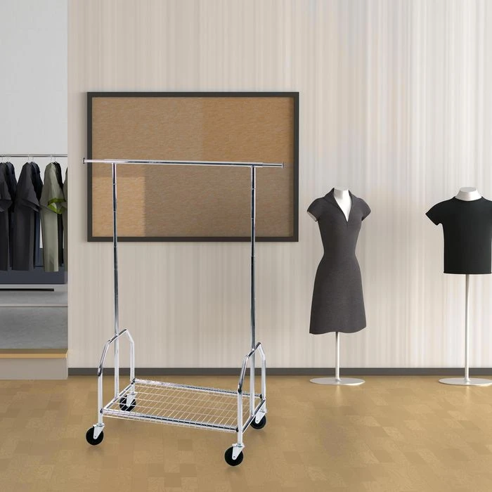 Alco Garderobenständer 2830, Mit Rollen Und Schuhablage, Metall, Silber 4 Alco Garderobenständer 2830, Mit Rollen Und Schuhablage, Metall, Silber – Bild 2