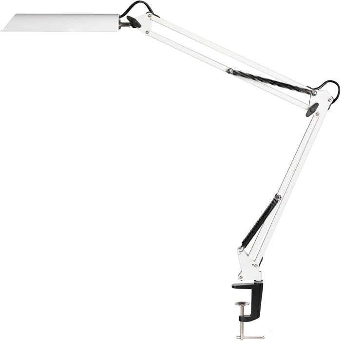 Unilux Schreibtischlampe Swingo LED, Standfuß, Tischklemme, Dimmbar, Weiß 4 Unilux Schreibtischlampe Swingo LED, Standfuß, Tischklemme, Dimmbar, Weiß – Bild 2