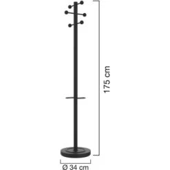 Unilux Garderobenständer Access 400095391, Mit 6 Haken, 175 X 34cm (HxØ), Metall, Schwarz -Maul Shop aeba8f3768327e8cb1a78e4f21af5e86e0ff2a9e garderobenstaender unilux access 400095391