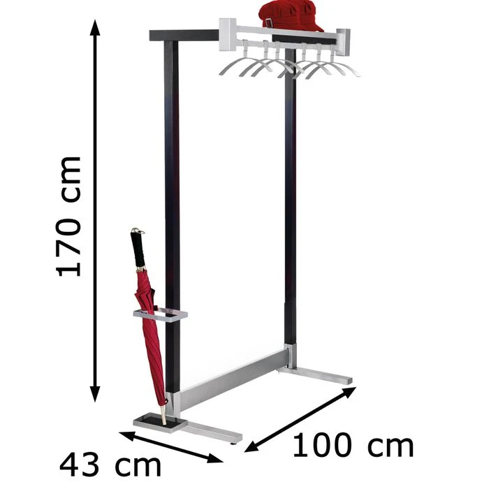 Kerkmann Garderobenständer Montana, 6553, Mit Hutablage, Metall, Schwarz / Silber 7 Kerkmann Garderobenständer Montana, 6553, Mit Hutablage, Metall, Schwarz / Silber – Bild 5