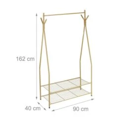 Relaxdays Garderobenständer Sandra, 10020565, Mit 2 Ablagen & 4 Haken, Metall, Hellbraun -Maul Shop b071f62911b36c29a2022532c8a1c032daf4a330 garderobenstaender relaxdays sandra 10020565