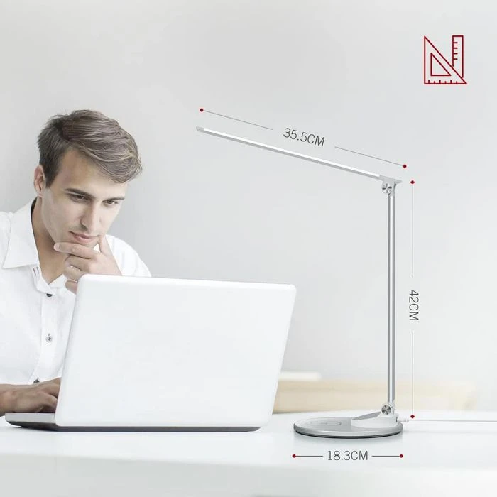 TaoTronics Schreibtischlampe TT-DL069 LED, Dimmbar, USB, Qi-Ladegerät, Standfuß 5 TaoTronics Schreibtischlampe TT-DL069 LED, Dimmbar, USB, Qi-Ladegerät, Standfuß – Bild 3