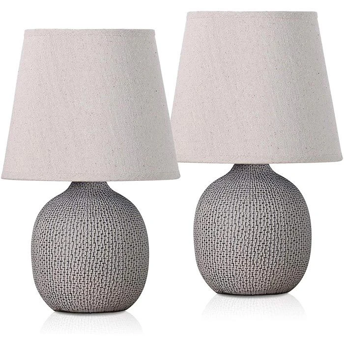 Schreibtischlampe BRUBAKER Beige, Leinen-Schirm, Steingut-Standfuß, 2 Stück 3 Schreibtischlampe BRUBAKER Beige, Leinen-Schirm, Steingut-Standfuß, 2 Stück
