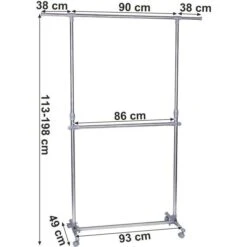Songmics Garderobenständer LLR401, Mit Rollen, Ausziehbar, Metall, Silber / Grau -Maul Shop c48560c32e472f2656e87d4382160f230a9c8c62 garderobenstaender songmics llr401