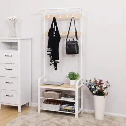 Vasagle Garderobenständer HSR40W, Mit 9 Haken, Metall / Holz, Weiß 11 Vasagle Garderobenständer HSR40W, Mit 9 Haken, Metall / Holz, Weiß -Maul Shop c8b7098f3b4037b10d2fc72963cfa232530feb87 garderobenstaender vasagle hsr40w