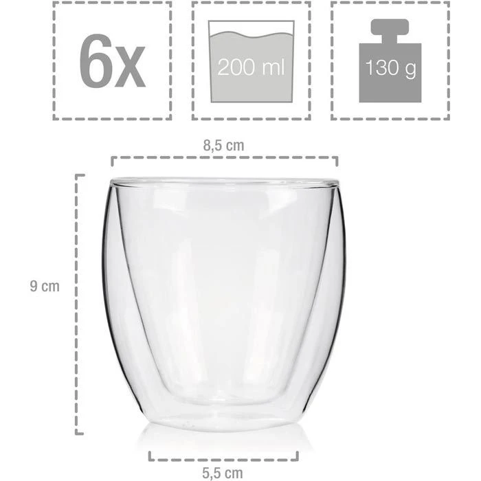 Sänger Kaffeegläser Cafe 208690, Doppelwandig, 250ml, 6 Stück 5 Sänger Kaffeegläser Cafe 208690, Doppelwandig, 250ml, 6 Stück – Bild 4
