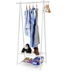 Songmics Garderobenständer HSR05W, Mit Schuhablage, Metall, Weiß -Maul Shop d3b405df3f56e6b39268f9b8d6aecfb184907e5d garderobenstaender songmics hsr05w