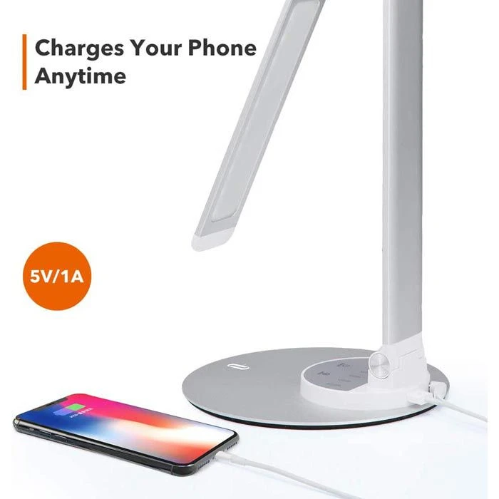 TaoTronics Schreibtischlampe TT-DL22 LED, Standfuß, Dimmbar, USB, Silber 5 TaoTronics Schreibtischlampe TT-DL22 LED, Standfuß, Dimmbar, USB, Silber – Bild 3