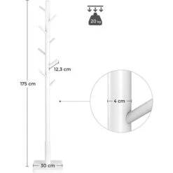 Vasagle Garderobenständer RCR010W02, Mit 8 Haken, Holz, Weiß -Maul Shop d5eebdbd75a3e2cb3891d6a50b36fcbe47fbfe92 garderobenstaender vasagle rcr010w02