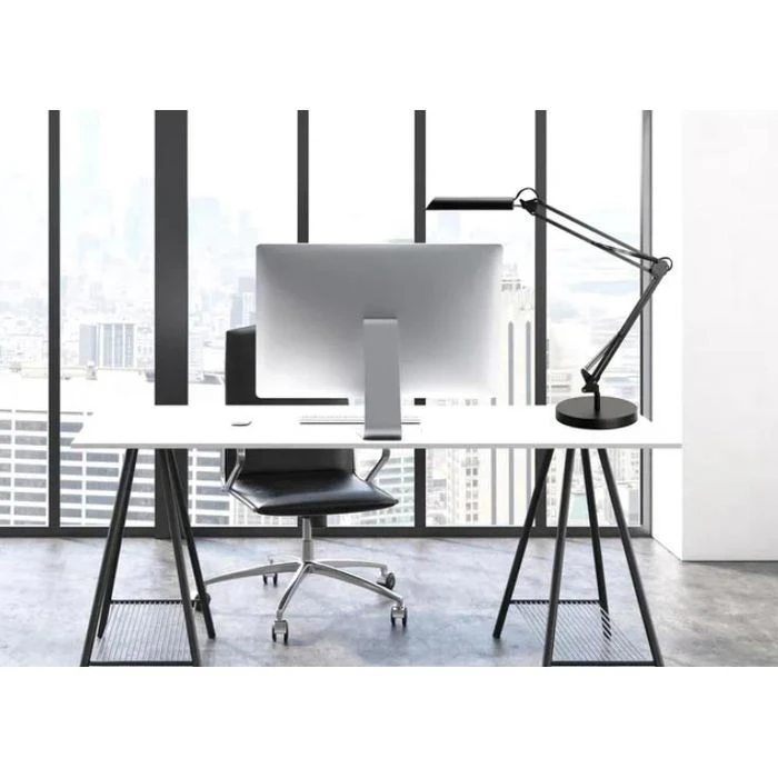 Unilux Schreibtischlampe Swingo LED, Standfuß, Tischklemme, Dimmbar, Weiß 6 Unilux Schreibtischlampe Swingo LED, Standfuß, Tischklemme, Dimmbar, Weiß – Bild 4